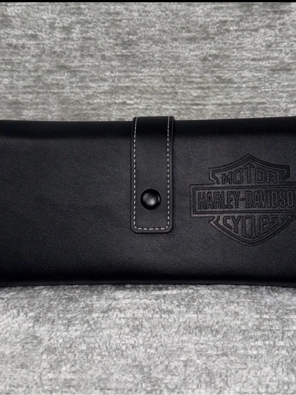 Harley-Davidson Black Leather Snap-trifold Closure Accessory Roll
